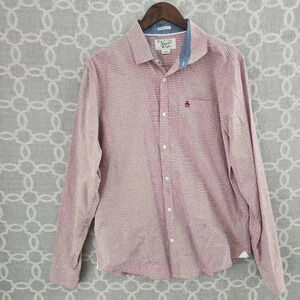 Originals Penguin Musing wear Men's  L Button Down Long Sleeve Shirt Pink Stripe